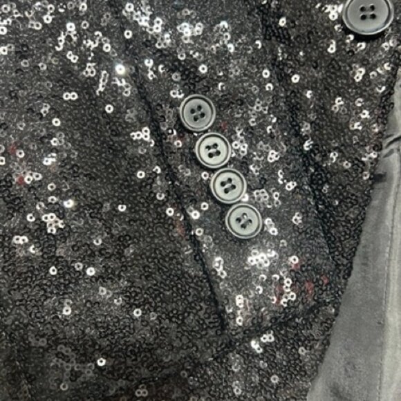 Tipsy Elves Sequin Blazer Suit Jacket Black 36 - Picture 6 of 9